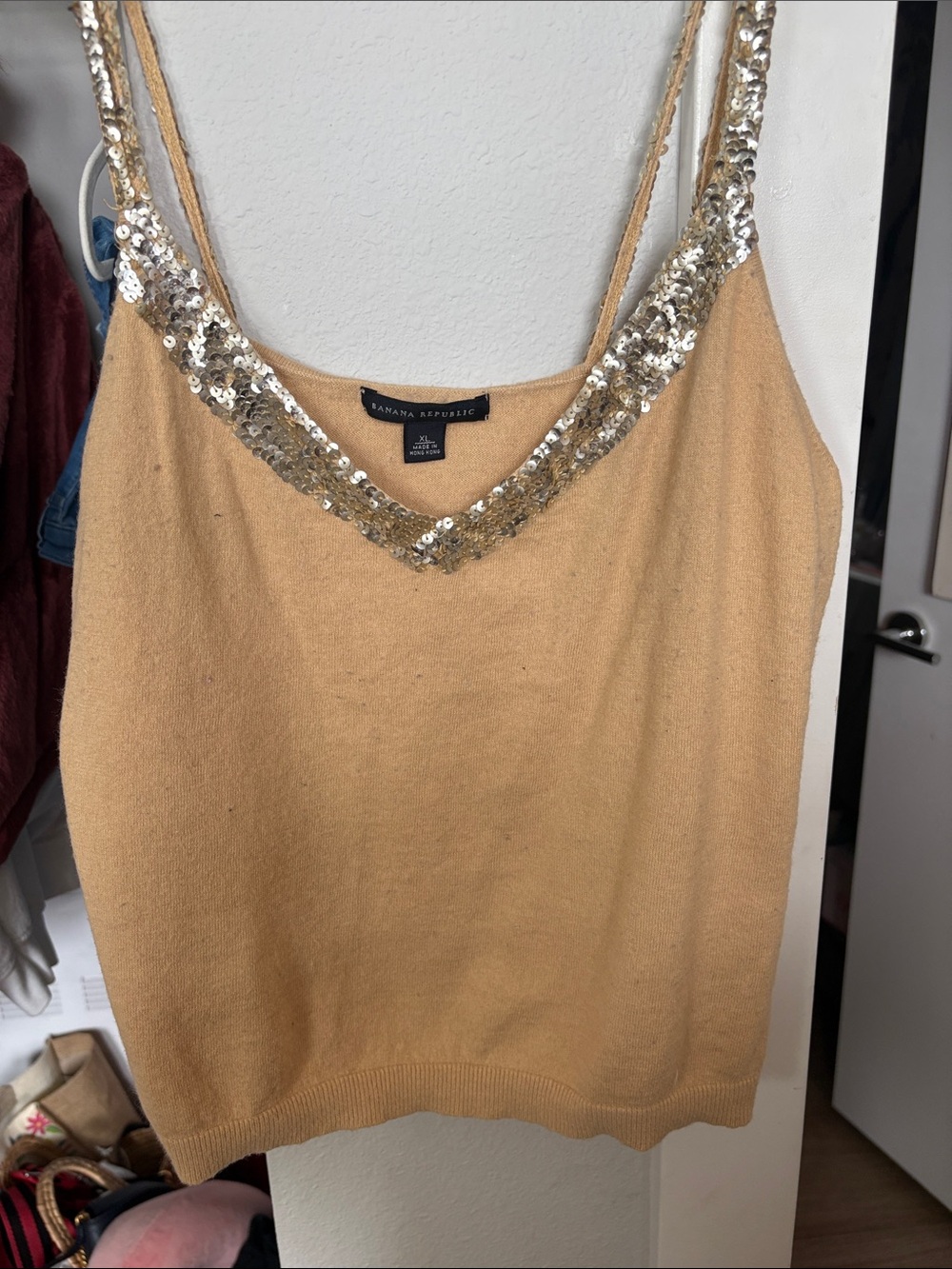 Banana Republic Sequin Trim Camisole in Warm Gold